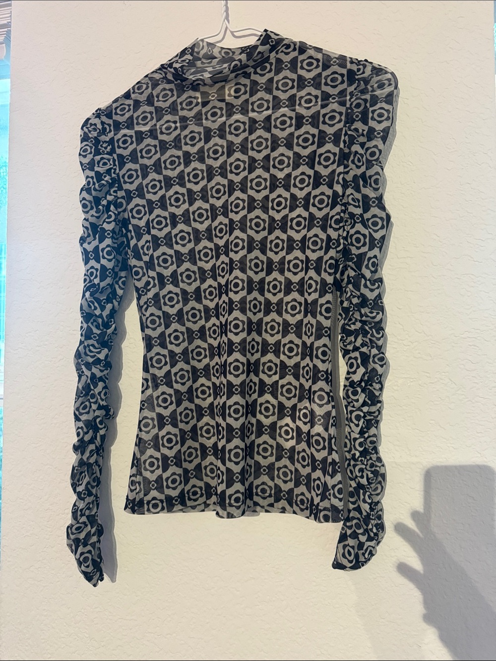Anthropologie Black & White Floral Geometric Blouse